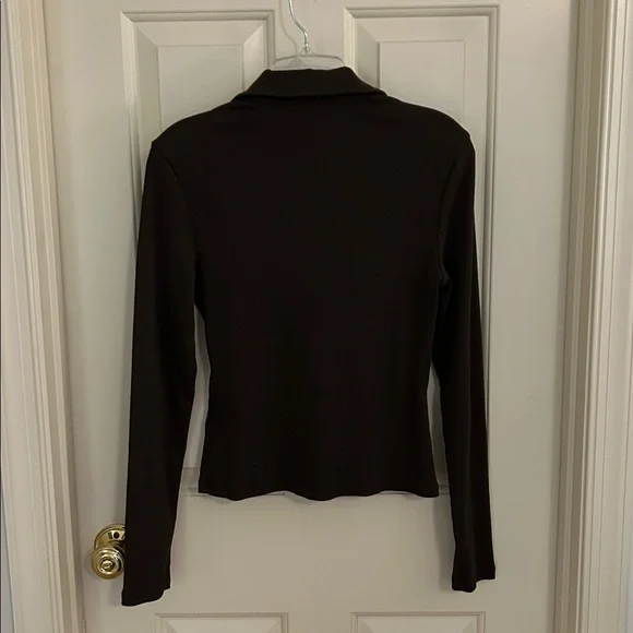Veronica Beard Kearney Long Sleeved Polo Top Dark Umber (brown) size S NWOT - Picture 11 of 13